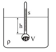 Для ареометра массой m с поперечным сечением трубки s помещённого в жидкость плотностью ρ определить зависимость периода его свободных гармонических колебаний от его массы, диаметра трубки и плотности жидкости 