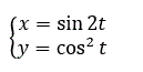 Найти производные y' данных функций <br /> x=sin⁡(2t) <br /> y=cos<sup>2</sup>(t⁡)