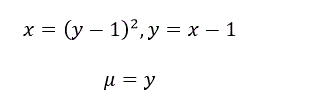 Вычислить массу материальной пластинки, лежащей в плоскости Oxy и ограниченной линиями x = (y-1)<sup>2</sup>, y = x -1, если ее поверхностная плотность μ = y