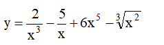 Продифференцировать данную функцию y = (2/x<sup>3</sup>) - (5/x) + 6x<sup>5</sup> - ∛(x<sup>2</sup>)