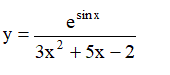 Продифференцировать данную функцию y = e<sup>sin(x)</sup>/(3x<sup>2</sup> + 5x - 2)