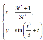 Найти производную y'<sub>x</sub> <br /> x = (3t<sup>2</sup> + 1)/3t<sup>3</sup> <br /> y = sin((t<sup>3</sup>/3)+t)
