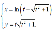 Найти производную y'<sub>x</sub> <br /> x = ln(t + √(t<sup>2</sup> + 1) <br /> y =t·√(t<sup>2</sup> +1)