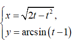 Найти производную  y'<sub>x</sub> <br /> x = √(2t - t<sup>2</sup>) <br /> y = arcsin(t-1)