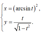 Найти производную y'<sub>x </sub> <br /> x = (arcsin(t))<sup>2</sup> <br /> y = t/(√(1 - t<sup>2</sup>))