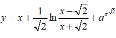 Найти производную y = x + 1/√2ln((x- √2)/(x+√2)) + a<sup>π<sup>√2</sup></sup>
