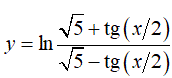 Найти производную y = ln((√5 + tg(x/2))/(√5 - tg(x/2))