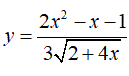 Найти производную <br /> y = (2x<sup>2</sup> - x - 1)/(3√(2 + 4x))