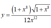 Найти производную <br /> y = ((1 + x<sup>8</sup>)√(1 + x<sup>8</sup>))/12x<sup>12</sup>