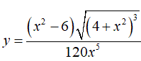 Найти производную <br /> y = ((x<sup>2</sup> - 6)·√(4 + x<sup>2</sup>)<sup>3</sup>)/120x<sup>5</sup>