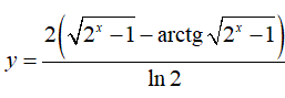 Найти производную <br />  y = (2(√(2<sup>x</sup> - 1) - arctg√(2<sup>x</sup> - 1)))/ln(2)