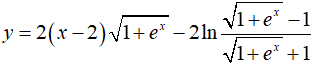 Найти производную <br /> y = 2(x - 2)√(1 + e<sup>x</sup>) - 2ln((√(1 + e<sup>x</sup>) - 1)/(√(1 + e<sup>x</sup>) + 1))