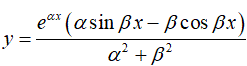 Найти производную <br /> y = (e<sup>αx</sup>(αsin(βx) - βcos(βx)))/(α<sup>2</sup> + β<sup>2</sup>)