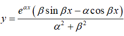 Найти производную <br /> y = (e<sup>αx</sup>(βsin(βx) - αcos(βx)))/(α<sup>2</sup> + β<sup>2</sup>)