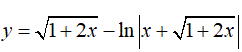 Найти дифференциал dy <br /> y = √(1 + 2x) - ln|x + √(1 + 2x)|