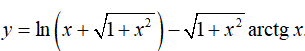 Найти дифференциал dy <br /> y = ln(x + √(1 + x<sup>2</sup>)) - √(1 + x<sup>2</sup>)arctg(x)