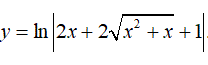 Найти дифференциал dy <br /> y = ln|2x + 2√(x<sup>2</sup> + x) + 1|