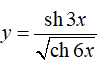 Найти производную <br /> y = sh(3x)/(√ch(6x))