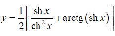 Найти производную <br /> y = 1/2[(sh(x)/ch<sup>2</sup>(x)) + arctg(sh(x))]