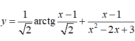 Найти производную <br /> y = (1/√2)arctg((x - 1)/√2) + ((x - 1)/(x<sup>2</sup> - 2x + 3))