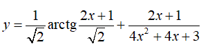 Найти производную <br /> y = (1/√2)arctg((2x + 1)/√2) + ((2x + 1)/(4x<sup>2</sup> + 4x + 3))