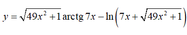 Найти производную <br /> y = √(49x<sup>2</sup> + 1)arctg(7x) - ln(7x + √(49x<sup>2</sup> + 1))