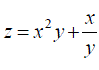 Найти частные производные функции  z = x<sup>2</sup>y + x/y