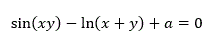 Найти производную функции sin⁡(xy)-ln⁡(x+y)+a=0