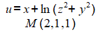 Найти градиент функции u = x + ln(z<sup>2</sup> + y<sup>2</sup>) в точке M(2,1,1)