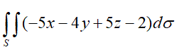 Вычислить поверхностный интеграл первого рода, где S - часть плоскости 9x + 2y + 6z - 5 =0 , лежащей в первом октанте
