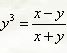 Вычислите первую производную функции  <br /> y<sup>3</sup> = (x - y)/(x+y)