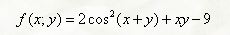 Вычислить производную y'(x)  функции, заданной неявно уравнением f(x,y) = 0 <br /> f(x, y) = 2cos<sup>2</sup>(x + y) + xy - 9