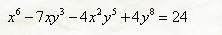 Вычислить производную y'(x) неявно заданной функции. <br /> x<sup>6</sup> - 7xy<sup>3</sup> - 4x<sup>2</sup>y<sup>5</sup> + 4y<sup>8</sup> = 24