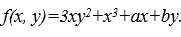 Найти параметры a, b ∈ R при которых (1,2) - точка локального экстремума функции f(x, y)=3xy<sup>2</sup>+x<sup>3</sup>+ax+by.