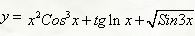 Найти производные первого порядка y'= dy/dx функций <br /> y = x<sup>2</sup>cos<sup>3</sup>(x) + tg(ln(x)) + √(sin(3x)