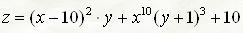 Найти частные производные z'<sub>x</sub>, z'<sub>y</sub> и z''<sub>xy</sub> функций <br /> z = (x - 10)<sup>2</sup>·y + x<sup>10</sup>(y + 1)<sup>3</sup> + 10