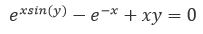 Вычислить первую производную функции e<sup>xsin(y)</sup>-e<sup>-x</sup>+xy=0