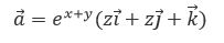 Найти дивергенцию и ротор векторного поля а, выяснить, является ли данное поле потенциальным или соленоидальным, если да, то найти соответственно его скалярный или векторный потенциал и сделать проверку потенциала <br /> a = e<sup>x+y</sup>(zi + zj + k)