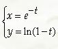 Найти производные функций, заданных параметрически <br /> x = e<sup>-t</sup>  <br /> y = ln(1 - t)