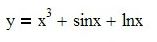 Найти производную функции y = x<sup>3</sup> + sin(x) + ln(x)