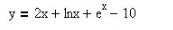 Вычислить производную функции <br /> y = 2x + ln(x) + e<sup>x</sup> -10