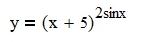 Вычислить производную dy/dx функции <br /> y = (x + 5)<sup>2sin(x)</sup>