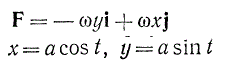 Найти циркуляцию вектора F = -ωyi + ωxj по окружности x = acos(t), y = asin(t) в положительном направлении