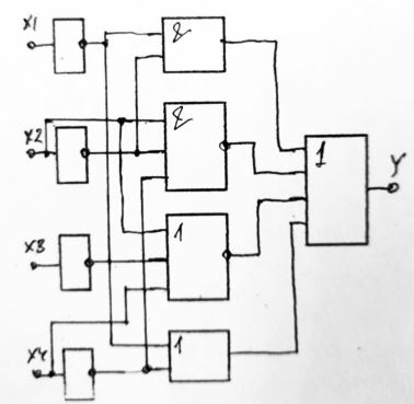 Для представленной схемы составить алгоритм и схему в базисе  2И-НЕ,2ИЛИ-НЕ, НЕ на микросхемах серии 561 <br /><b>Вариант 13</b>