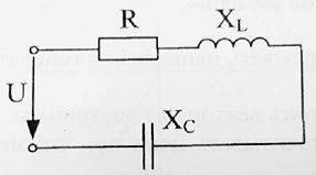 На схеме известны: U = 100 В, R = XL = XC = 5 Ом <br />Определить UR, UL, UC, P, Q, S