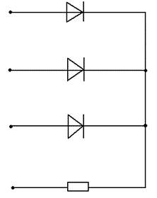 Uл = 380 В <br />R = 1000 Ом <br />Определить среднее значение тока через резистор R I<sub>R</sub> и среднее значение тока диода I<sub>VD</sub> <br />Построить графики входного и выходного напряжений
