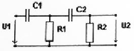 Расчет частотных и переходных характеристик электрических цепей (Курсовая работа по ОТЦ)<br />ЗАДАНИЕ 1. Расчет частотных характеристик электрической цепи<br />ЗАДАНИЕ 2. Расчет линейной цепи при импульсном воздействии<br />ЗАДАНИЕ 3. Экспериментально, путем моделирования заданной цепи с помощью программы Electronics Workbench (EWB), определить рассчитанные характеристики.<br /> <b>Вариант 8</b><br />Дано <br />C1=0.1 мкФ <br />C2=0.1 мкФ <br />R1=10 кОм <br />R2=10 кОм