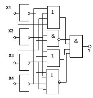 Для представленной схемы составить алгоритм и схему в базисе  НЕ, 2И-НЕ,2ИЛИ-НЕ на микросхемах серии 561.<br /><b>Вариант 16</b>