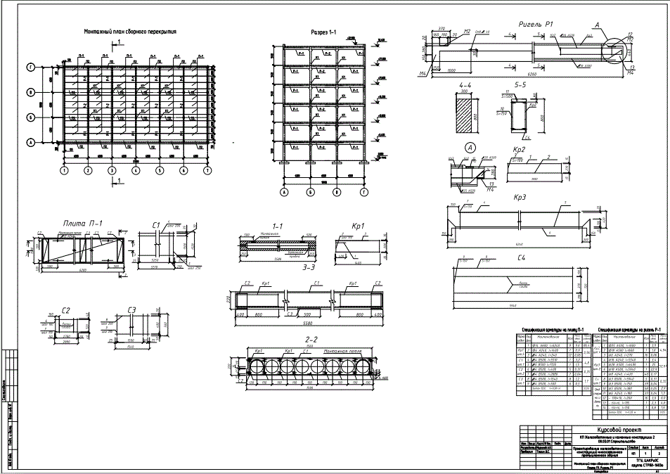 Проектирование конструкций железобетонных многоэтажных промышленных зданий (КУРСОВОЙ ПРОЕКТ   по учебному курсу «Железобетонные и каменные конструкции 2»)<br /><b>Вариант 1-М, 2-А, 3-А</b><br /><br />Пролет рамы, l1, м             - 6,3 <br />Шаг рам, l2, м                     - 6,3 <br />Количество этажей, n, эт.   - 6 <br />Высота этажа, м                 - 5,4 <br />Величина временной нагрузки υ, кПа                      - 8,0 <br />Величина кратковременной нагрузки υsh, кПа          - 2,0 <br />Класс напрягаемой арматуры                                    - А600  <br />Класс бетона для преднапряженных конструкций    - В20 <br />Класс арматуры для ненапряженных конструкций   - А500  <br />Класс бетона для ненапряженных конструкций        - В20 <br />Конструкция пола: бетонная плитка на цементно-песчаном растворе δ = 20 мм; армированная цементно-песчаная стяжка δ = 35 мм; песчаная засыпка δ = 70 мм.