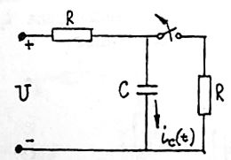 Нарисовать качественно график изменения тока ic(t) после коммутации. <br />Ключ размыкается